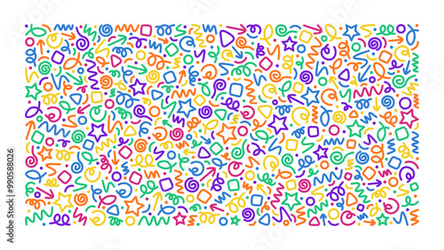 Colorful Abstract Design with Shapes and Patterns on White Background