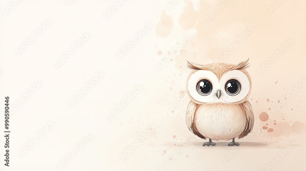 Fototapeta premium A charming illustration of a cute owl with big eyes, perfect for children's designs and nature-themed projects.
