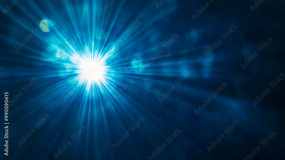 Bright blue light rays converge into a central point, creating a vibrant visual effect Bright blue light rays converge into a central point, creating a vibrant visual effect