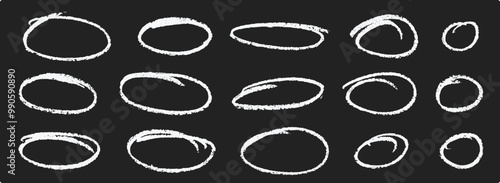 Hand Drawn Circle Editing Highlighting, Brush marker pen round ovals, Scribble round frame for text highlight. Vector illustration.