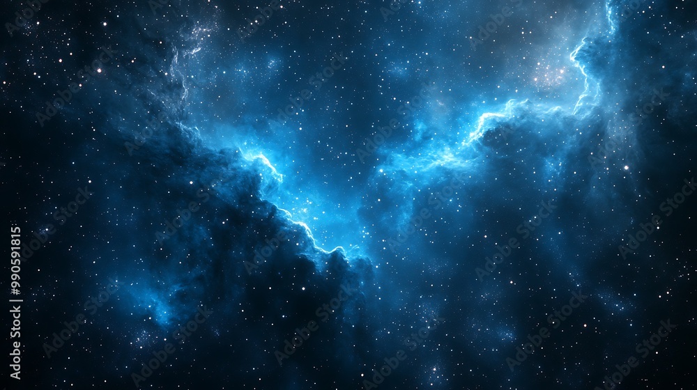 Cosmic Nebula Background - Dark Blue and White Stars Illustration Cosmic Nebula Background - Dark Blue and White Stars Illustration