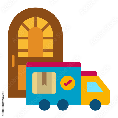 Delivery On Doorstep Icon Style