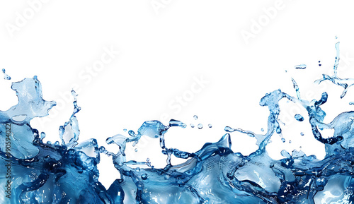 Blue water splash. Water flow.
