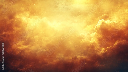 Abstract Background with Golden Clouds and Glowing Stars