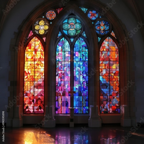 stained glass colored church window 