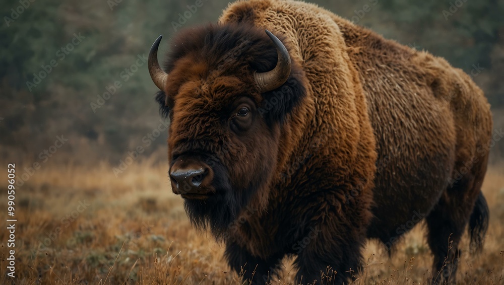 Fototapeta premium Bison depicted with earthy textures.