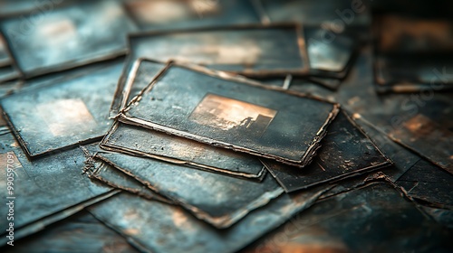 Stack of Old and Worn Photos, Vintage Photography, Close Up photo