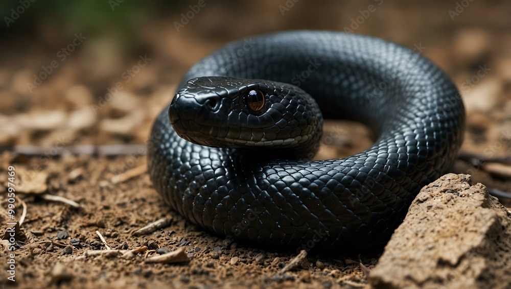 Fototapeta premium Black cobra snake.
