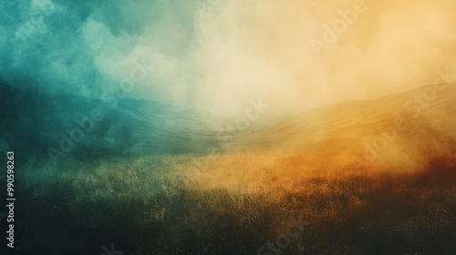 Abstract Mountain Background with Fog and Sky