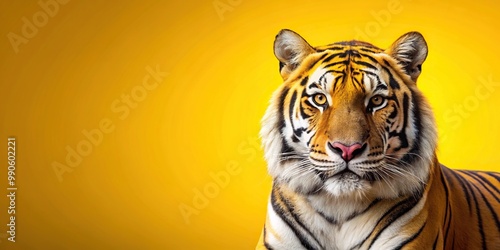 Tiger on a yellow background with space for text