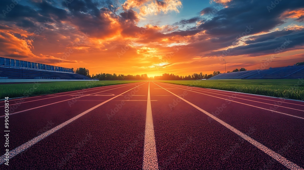 Naklejka premium Running Track at Sunset