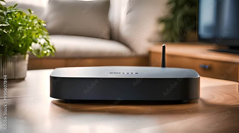 Wi-Fi Router in Modern Smart Home. Connectivity and Technology Wi-Fi Router in Modern Smart Home. Connectivity and Technology
