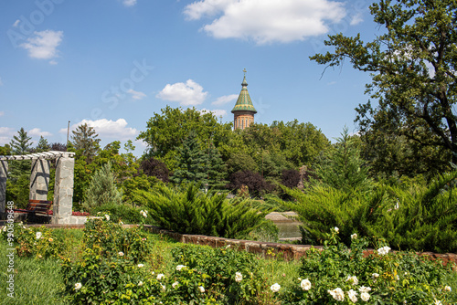 The Romanian Orthodox metropolitan cathedral in Timisoara.View from the park