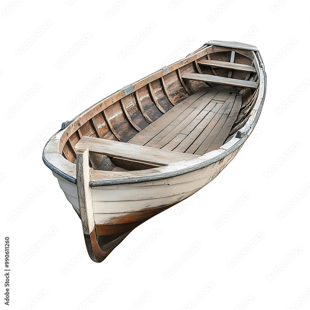 Old wooden boat isolated on a white background Old wooden boat isolated on a white background