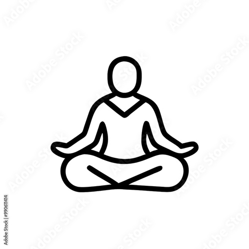 A tranquil scene showing a figure in a meditative posture, emphasizing serenity and relaxation with a simple, calming design, on a transparent background