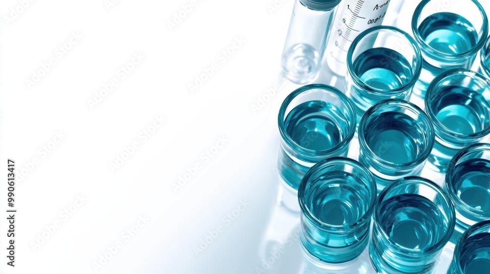 Blue Liquid in Laboratory Glassware for Scientific Experimentation and Research Blue Liquid in Laboratory Glassware for Scientific Experimentation and Research