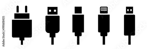 Phone charger icon. Usb charger icon.