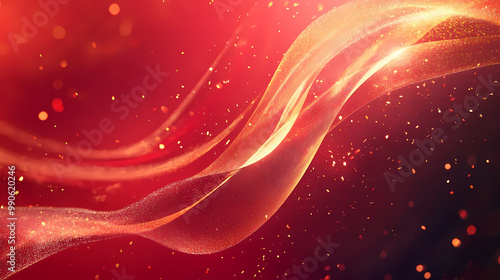 Wallpaper Mural Flowing curves in red and gold Torontodigital.ca