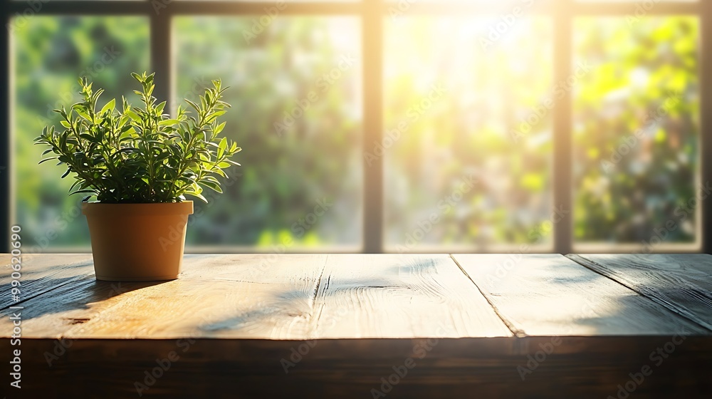 Sunny Day Table With Green Plants Sunny Day Table With Green Plants