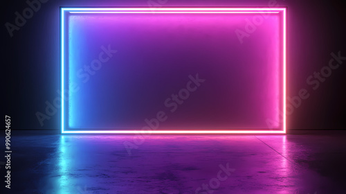 Neon glowing square background