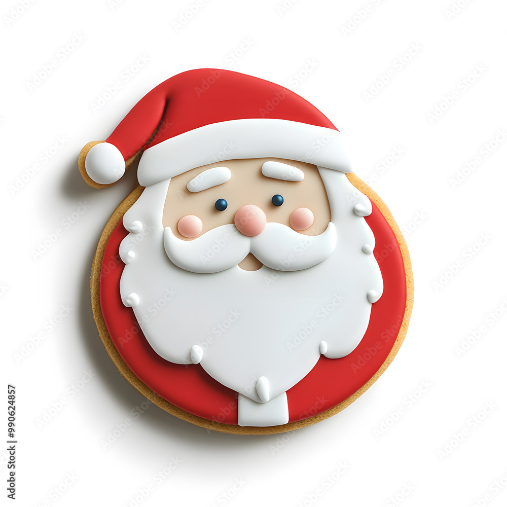 Holiday Christmas Santa Claus Cookie top view isolated on white Holiday Christmas Santa Claus Cookie top view isolated on white