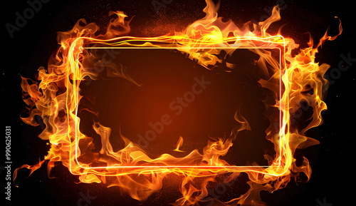 fire frame on black background