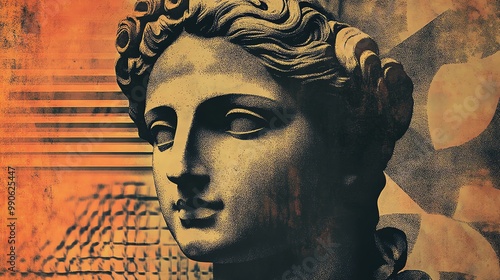 Wallpaper Mural A modern art collage featuring a classical bust. Torontodigital.ca