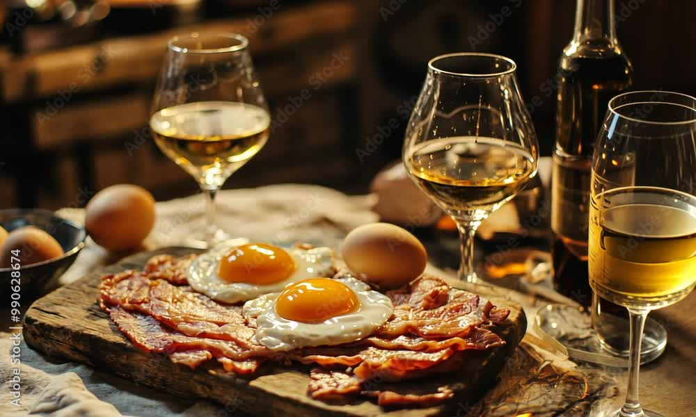 various dinner menus in restaurants, eggs, meat and drinks various dinner menus in restaurants, eggs, meat and drinks