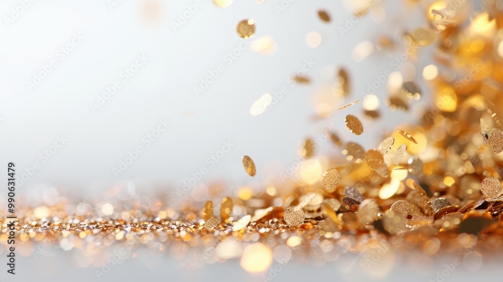 Delicate sparkles and glitter creating a radiant and sparkling effect against a pure white background, perfect for festive and celebratory themes. Delicate sparkles and glitter creating a radiant and sparkling effect against a pure white background, perfect for festive and celebratory themes.