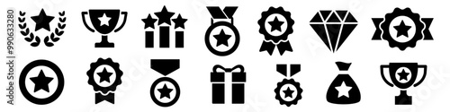 Reward icon set. Trophy icon