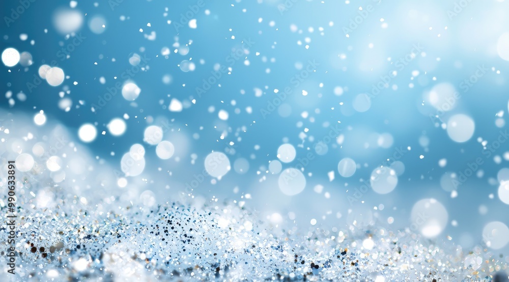 Elegant Snowflakes on Blue Background with Copy Space for Winter Sale Elegant Snowflakes on Blue Background with Copy Space for Winter Sale