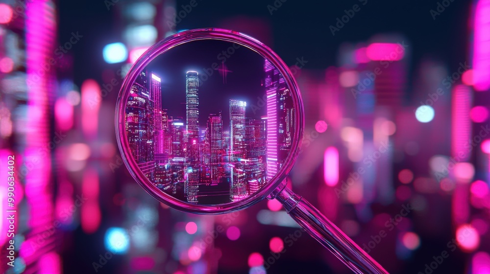 Futuristic Cityscape Through a Magnifying Glass Futuristic Cityscape Through a Magnifying Glass