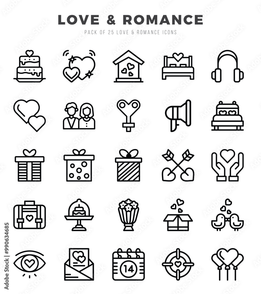 Love & Romance Icons Pack Lineal Style. Vector illustration. Love & Romance Icons Pack Lineal Style. Vector illustration.