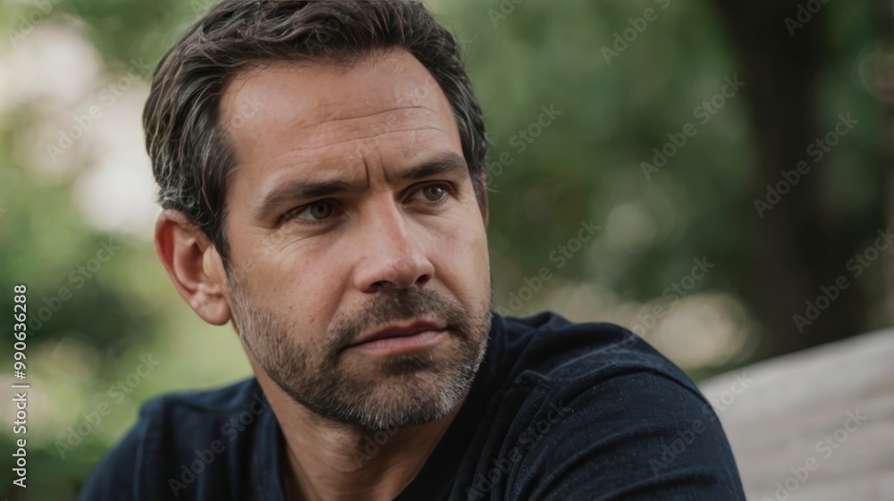 Seated man focused on small details Seated man focused on small details