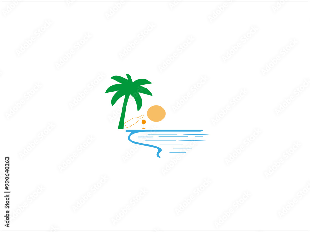 Obraz premium THE BEACH LOGO design, vector ,illustration and isolate template .