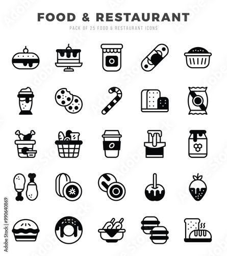 Food and Restaurant Icons Pack Lineal Filled Style. Vector illustration. photo