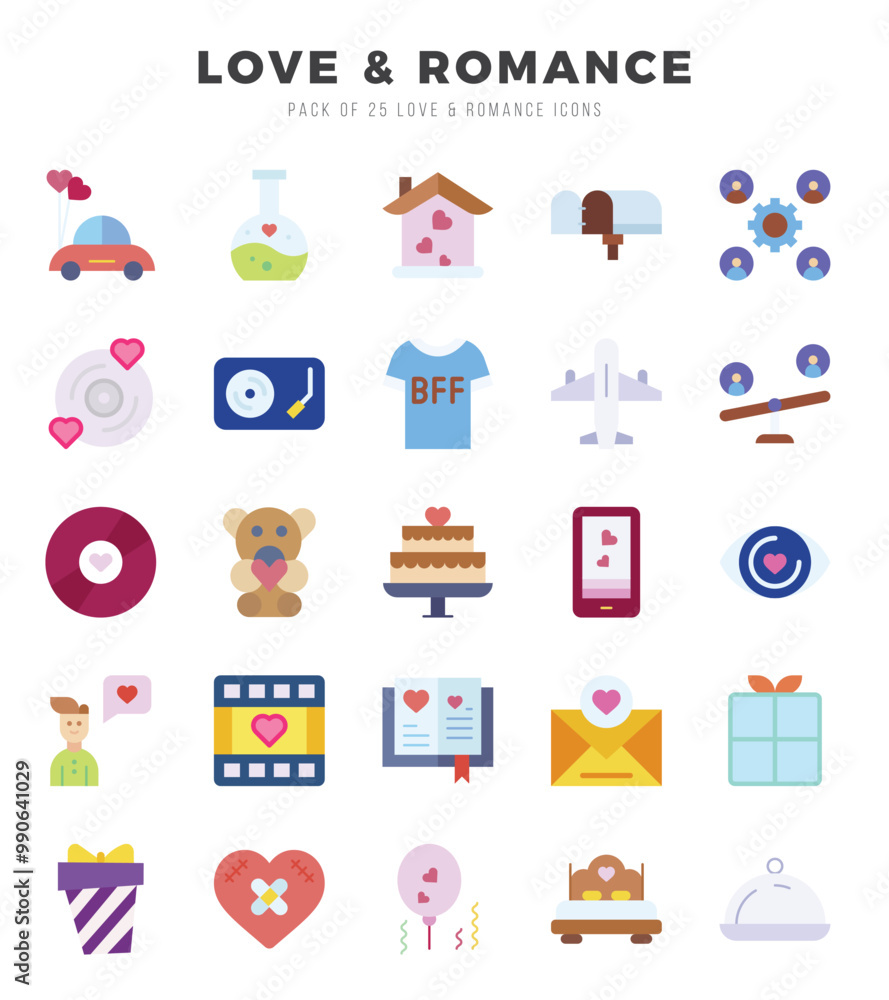 Love & Romance Flat icons collection. 25 icon set in a Flat design. Love & Romance Flat icons collection. 25 icon set in a Flat design.