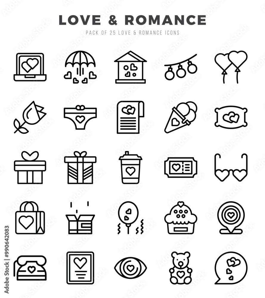 Fototapeta premium Love & Romance. Lineal icons Pack. vector illustration.