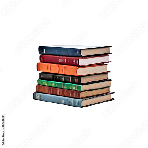 stack of books isolated on transparent background