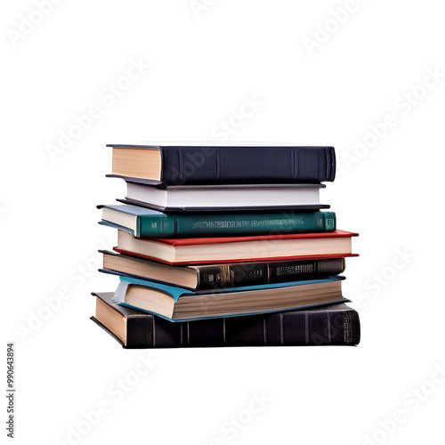 stack of books isolated on transparent background