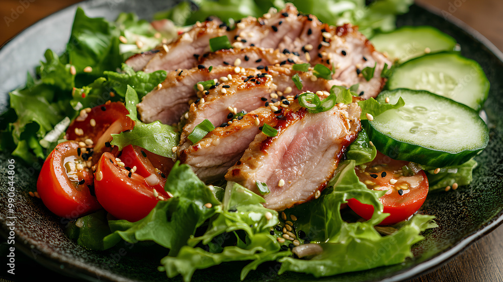 Pork Shabu Salad with Yuzuka Ponzu Dressing, a contemporary Japanese dish
Pork Shabu Salad with Yuzuka Ponzu Dressing, a contemporary Japanese dish