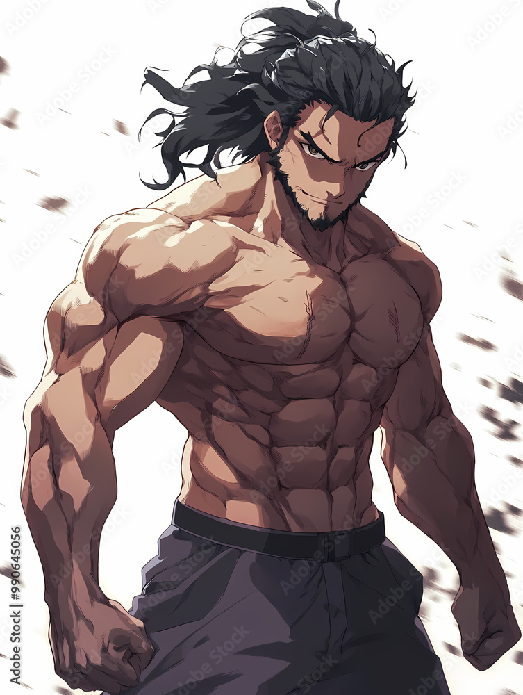 Fototapeta premium Anime Manga Buff Character – Strong and Muscular Hero