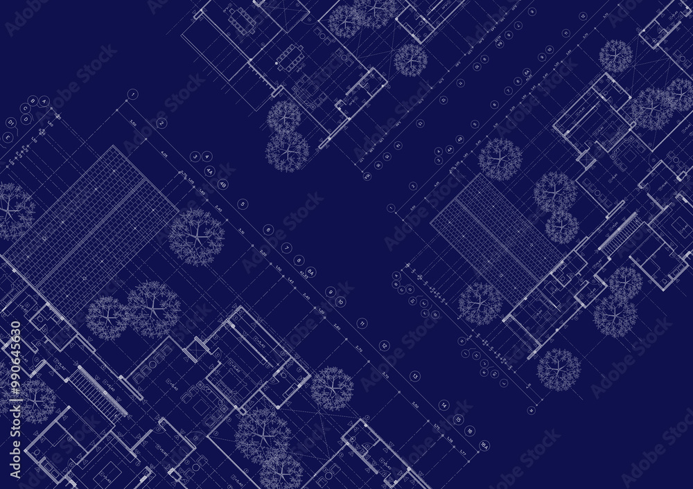 Floor plan designed building on the drawing. Floor plan designed building on the drawing.
