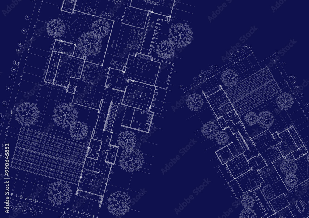 Fototapeta premium Floor plan designed building on the drawing.