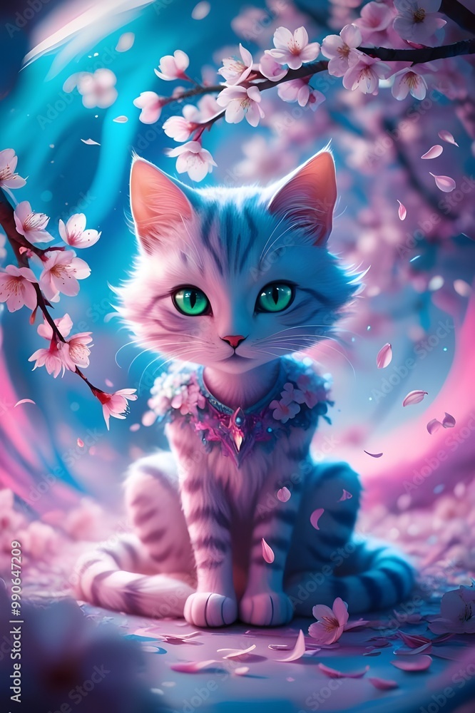 Digital art portrait of a cute cat Digital art portrait of a cute cat