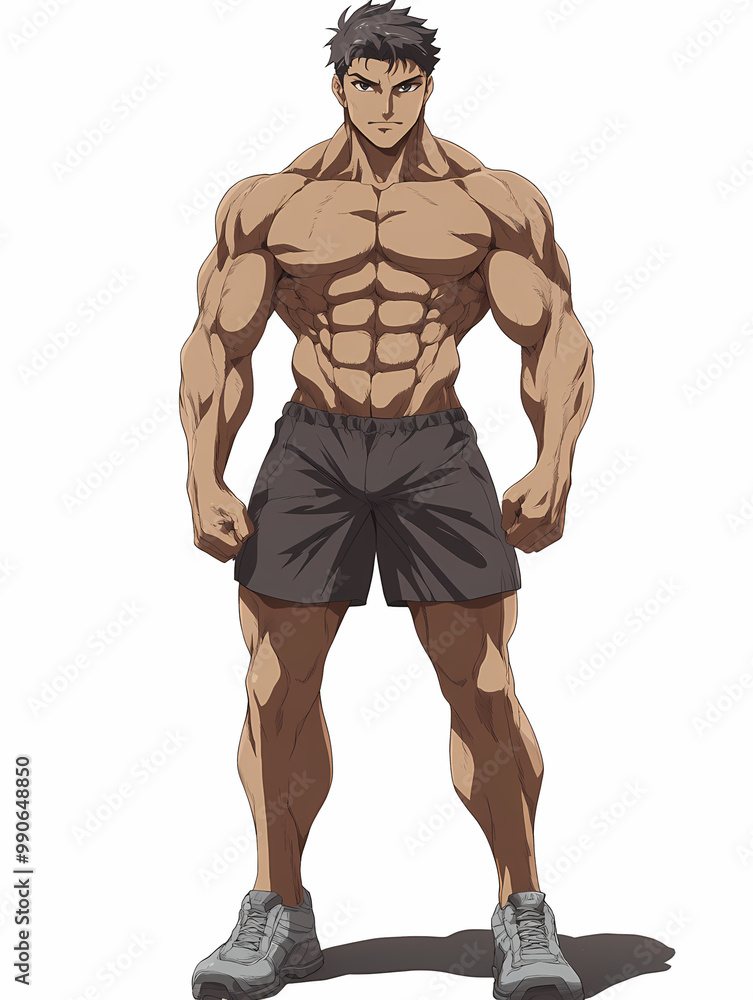 Muscular Anime Manga Hero – Powerful Buff Character Muscular Anime Manga Hero – Powerful Buff Character