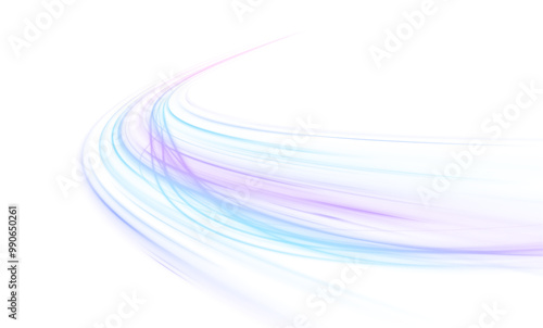 Sports speed wavy line consists of a stream of bright rays with flash effect, light and neon colors in PNG format. 