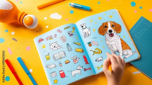 Colorful Dog Care Journal with Handwritten Tips