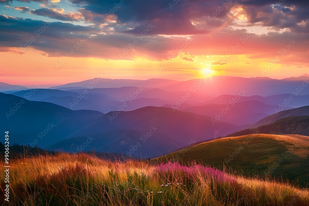 Beautiful sunrise in the mountains Beautiful sunrise in the mountains