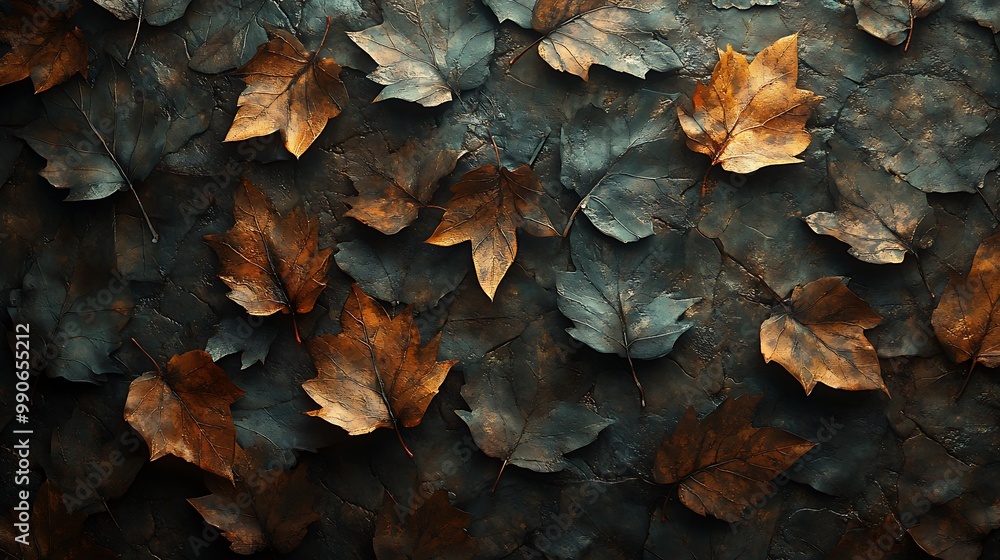 A hyper-realistic leaf composition forming a rich, natural background, with each leaf displaying detailed veins and surface textures. A hyper-realistic leaf composition forming a rich, natural background, with each leaf displaying detailed veins and surface textures.